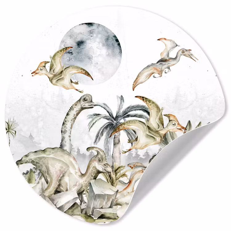 Behangcirkel - Dinosaurus - Kinderen - Jungle - Groen - Dieren - Natuur — 1