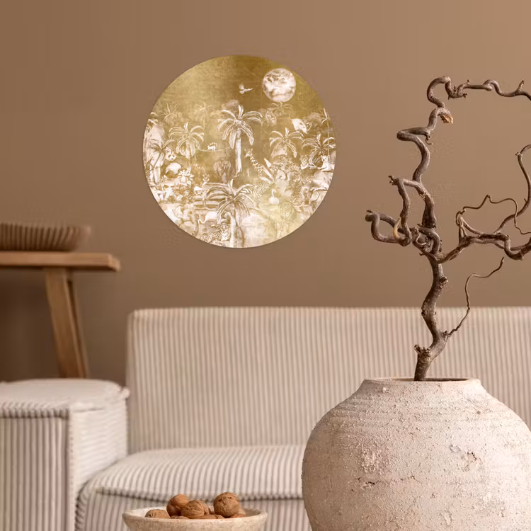 Behangcirkel - Jungle - Goud - Kinderen - Planten - Dieren — 2