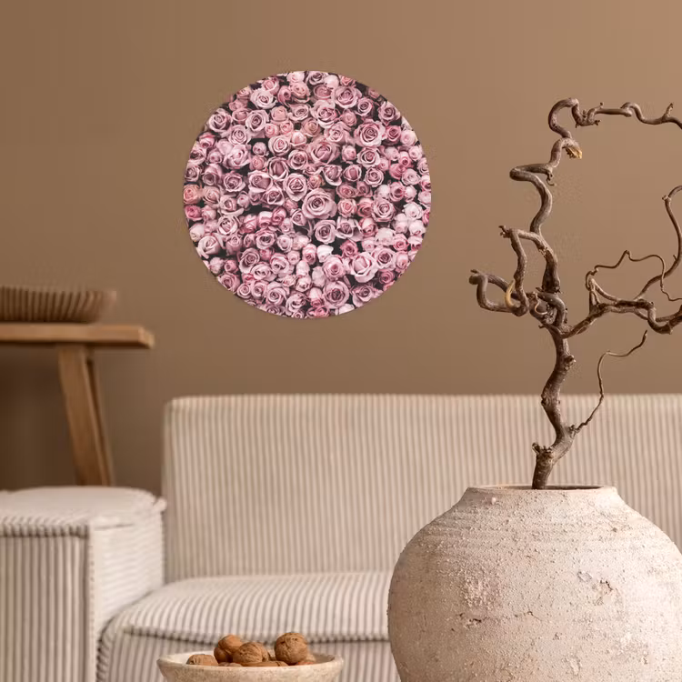 Behangcirkel - Bloemen - Rozen - Natuur - Roze - Botanisch — 2