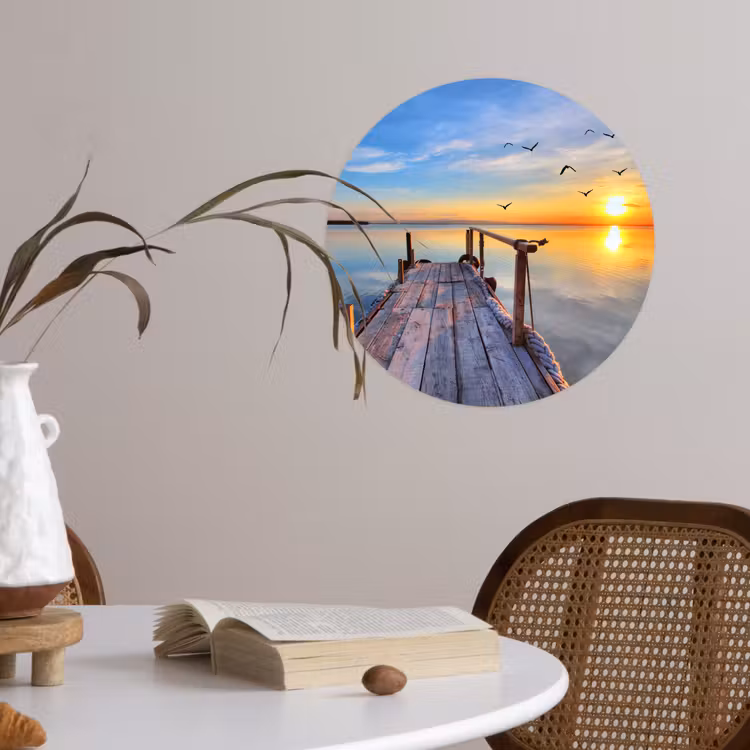 Behangcirkel - Water - Steiger - Vogels - Zonsondergang - Horizon — 4