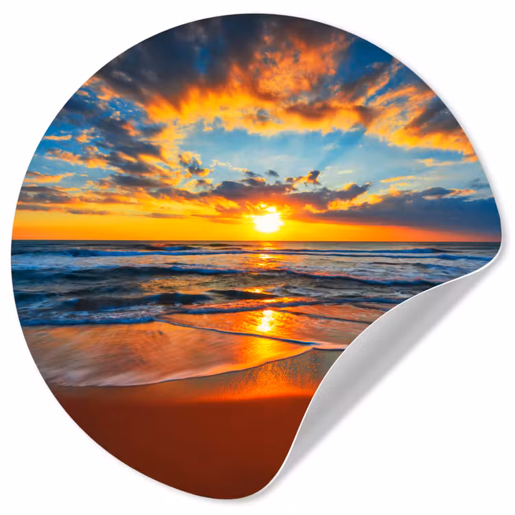 Behangcirkel - Zee - Zonsondergang - Strand - Wolken - Oranje — 1