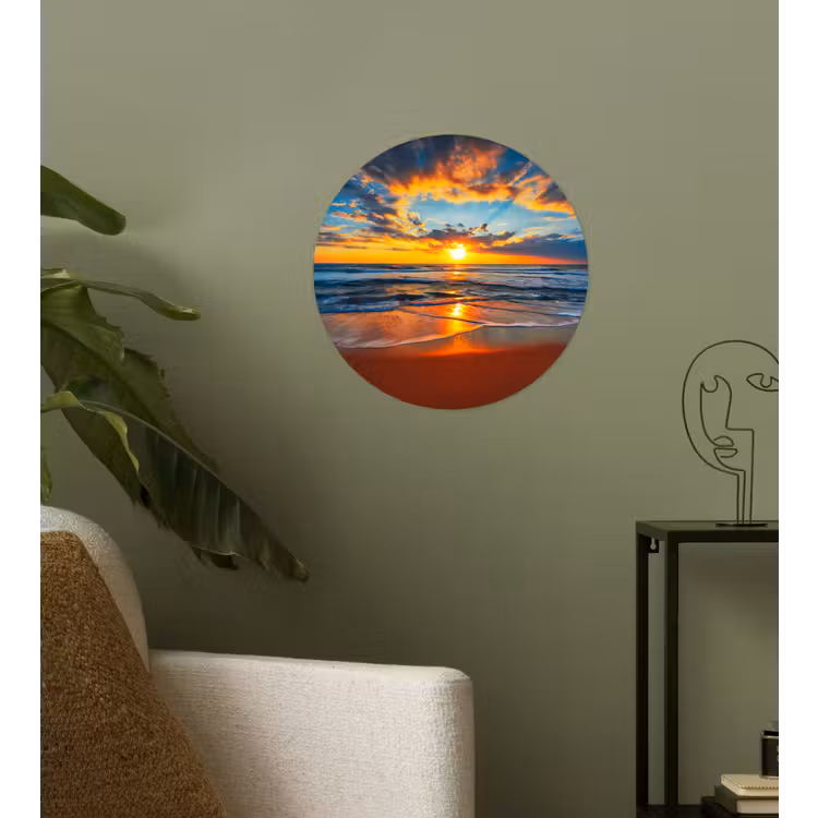 Behangcirkel - Zee - Zonsondergang - Strand - Wolken - Oranje — 3