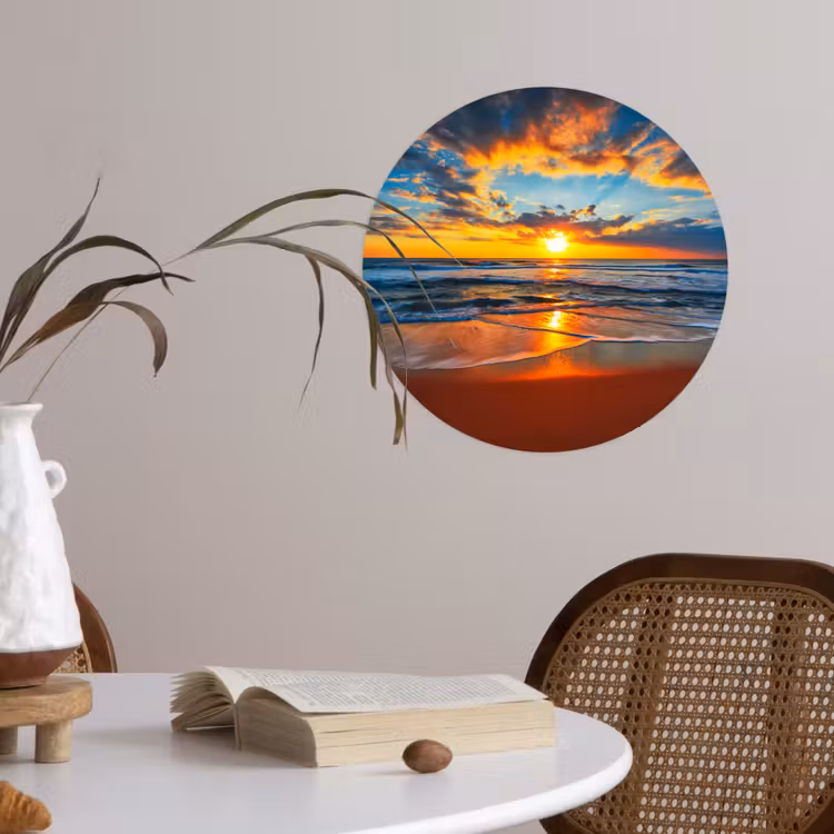 Behangcirkel - Zee - Zonsondergang - Strand - Wolken - Oranje — 4