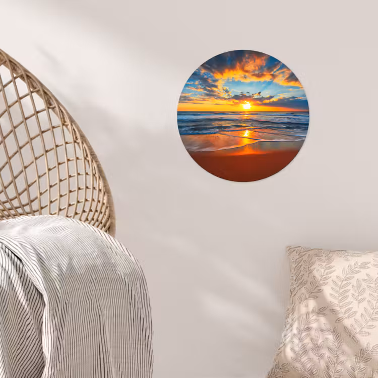 Behangcirkel - Zee - Zonsondergang - Strand - Wolken - Oranje — 5