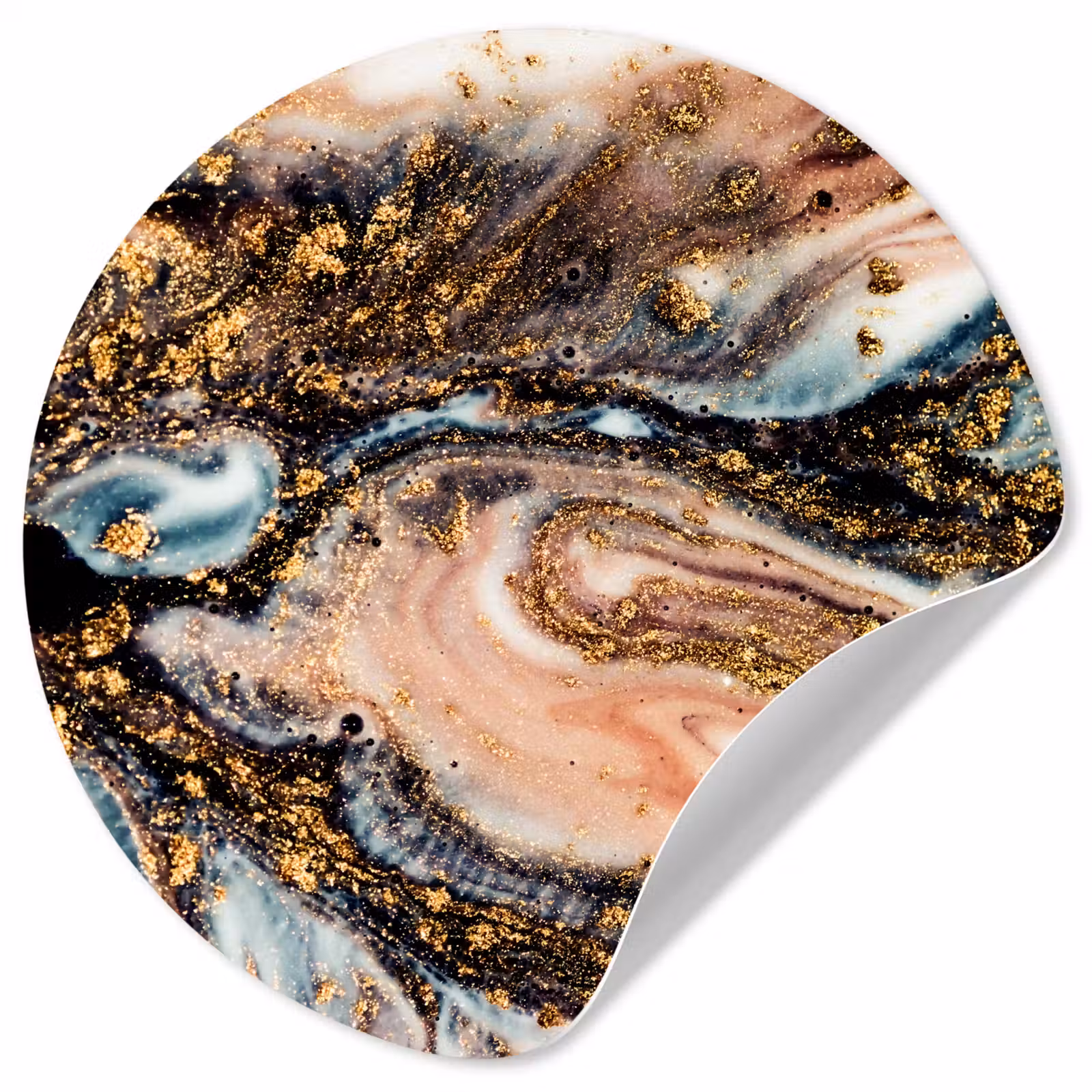 Behangcirkel - Marmerlook - Goud - Zwart - Glitter - Chic — 1