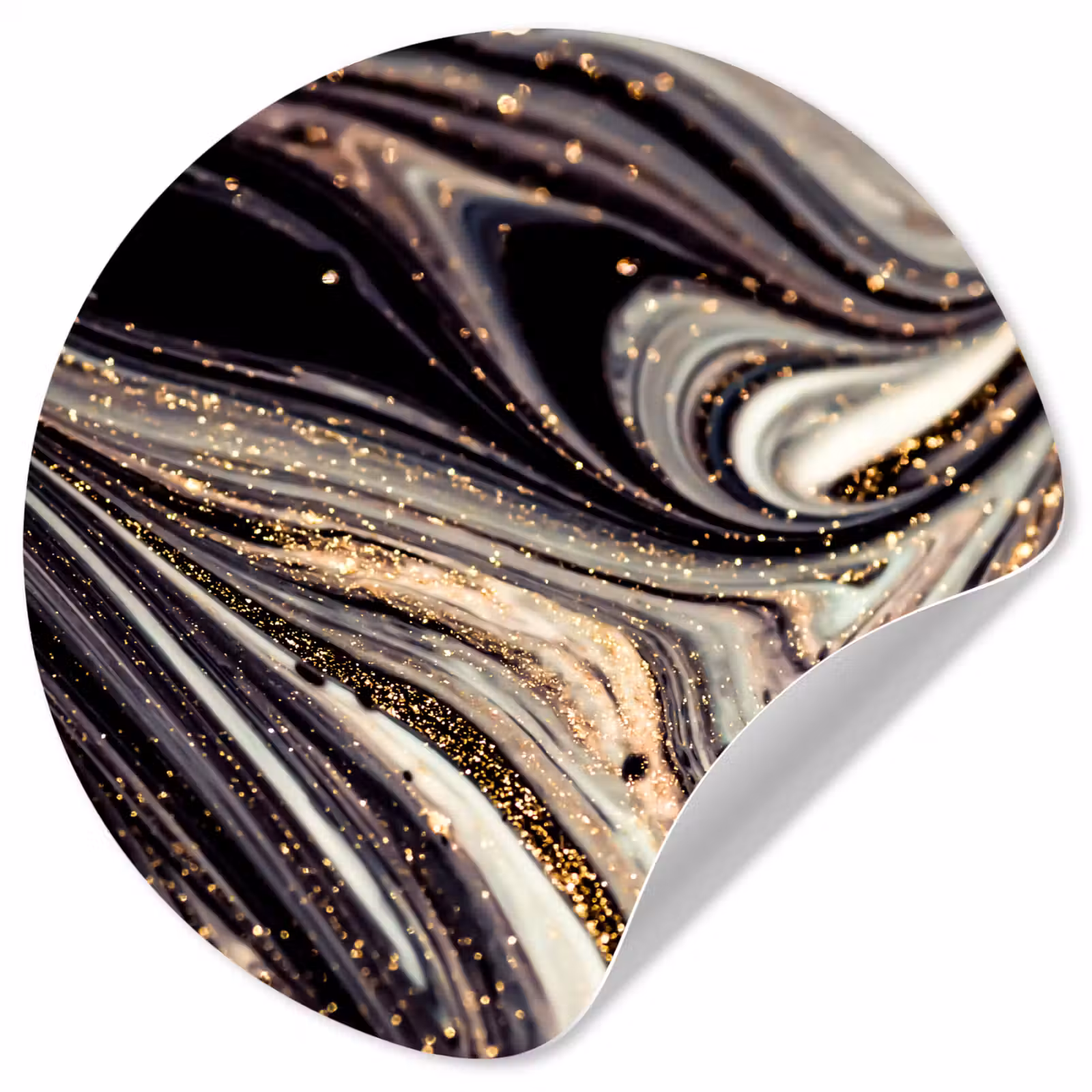 Behangcirkel - Marmerlook - Zwart - Goud - Wit - Glitter - Marmer — 1