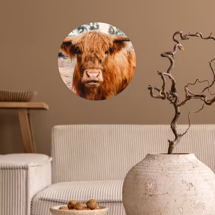 Behangcirkel - Koe- Schotse hooglander - Hoorns - Bruin - Landschap — 2