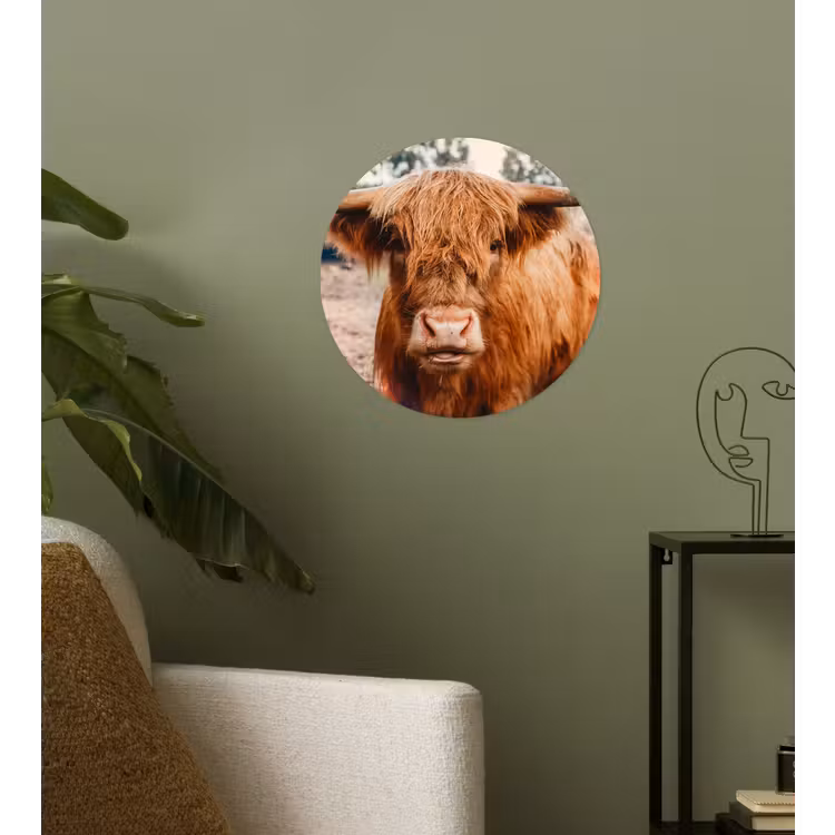 Behangcirkel - Koe- Schotse hooglander - Hoorns - Bruin - Landschap — 3