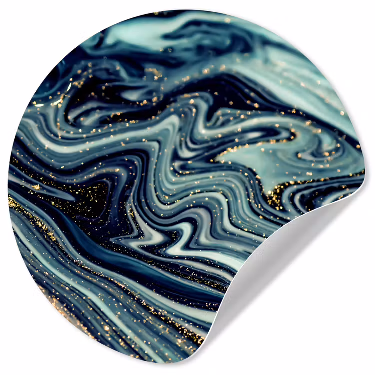 Behangcirkel - Marmer - Goud - Blauw - Glitter - Marmerlook - Abstract — 1