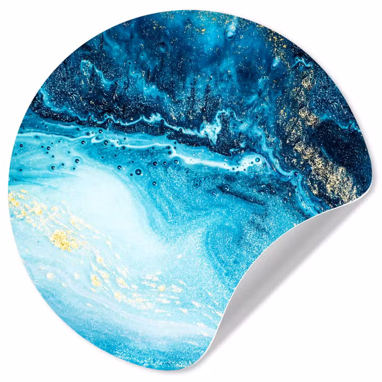 Behangcirkel - Marmerlook - Blauw - Goud - Luxe - Glitter - Marmer — 1