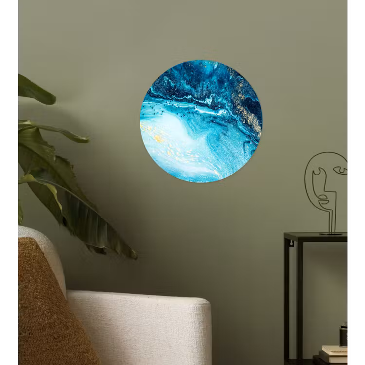 Behangcirkel - Marmerlook - Blauw - Goud - Luxe - Glitter - Marmer — 3