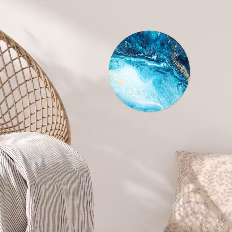 Behangcirkel - Marmerlook - Blauw - Goud - Luxe - Glitter - Marmer — 5