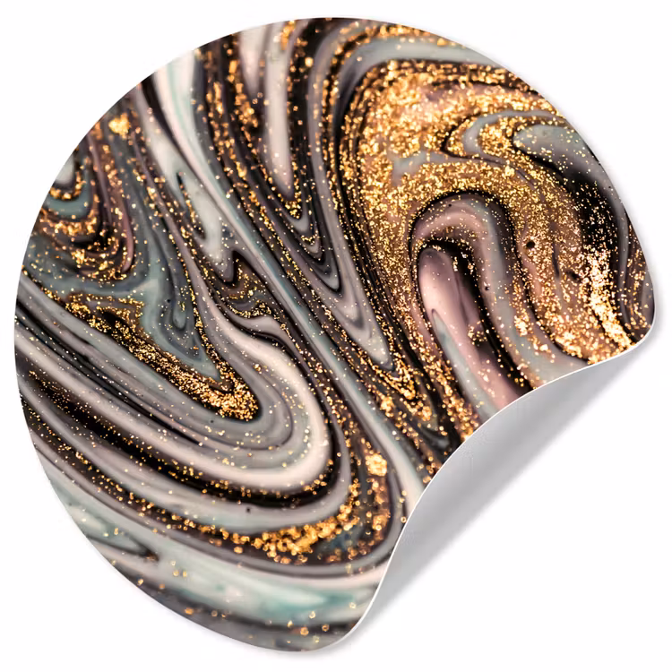 Behangcirkel - Marmerlook - Goud - Glitter - Luxe - Marmer - Wit — 1