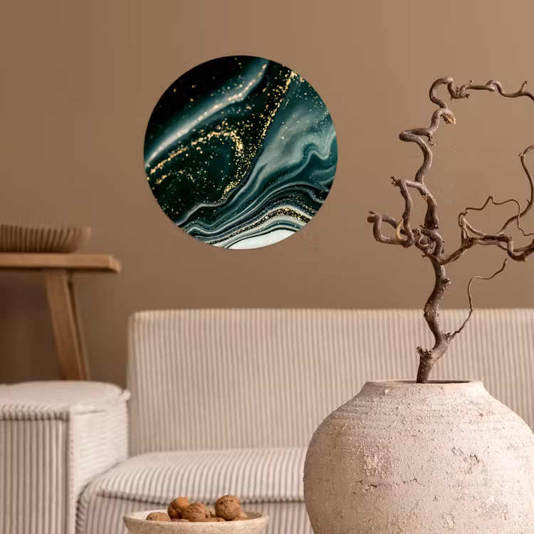 Behangcirkel - Marmerlook - Goud - Groen - Glitter - Design - Marmer — 2