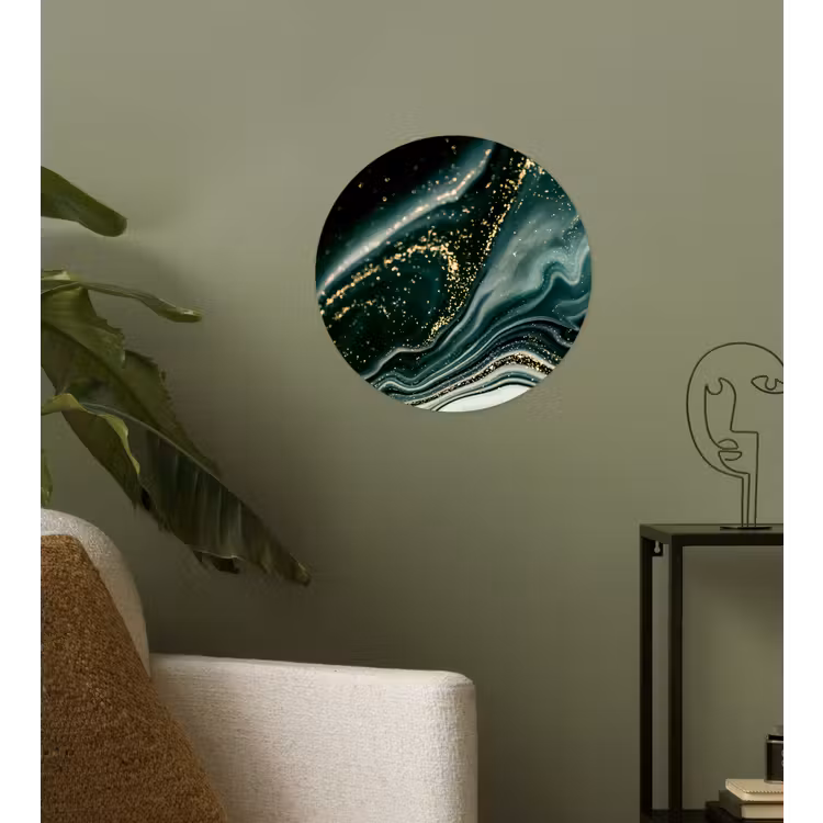 Behangcirkel - Marmerlook - Goud - Groen - Glitter - Design - Marmer — 3