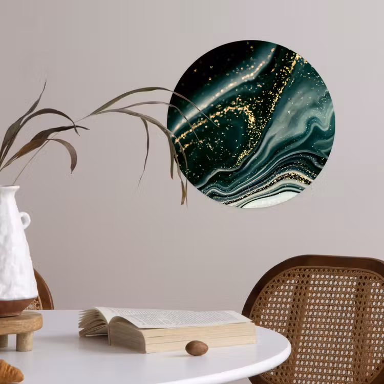Behangcirkel - Marmerlook - Goud - Groen - Glitter - Design - Marmer — 4
