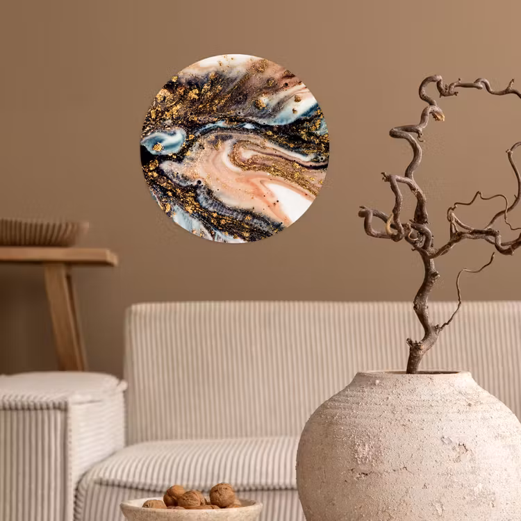 Behangcirkel - Marmerlook - Goud - Zwart - Glitter - Chic — 2