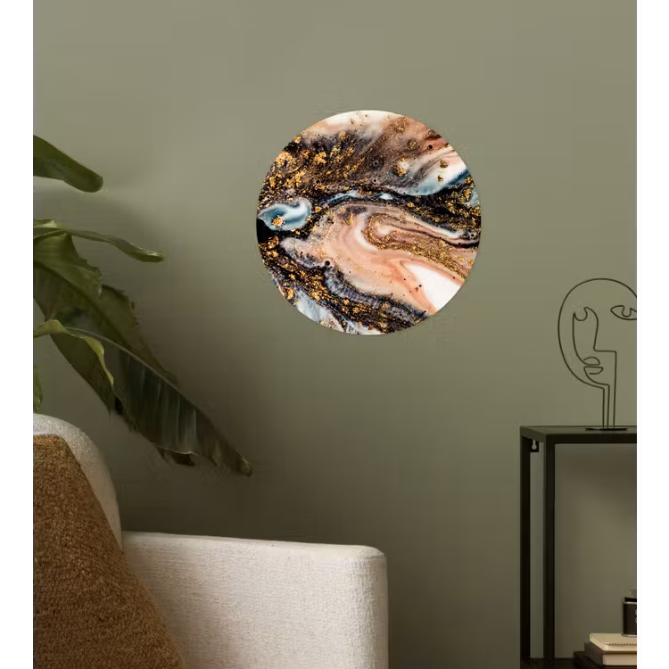 Behangcirkel - Marmerlook - Goud - Zwart - Glitter - Chic — 3