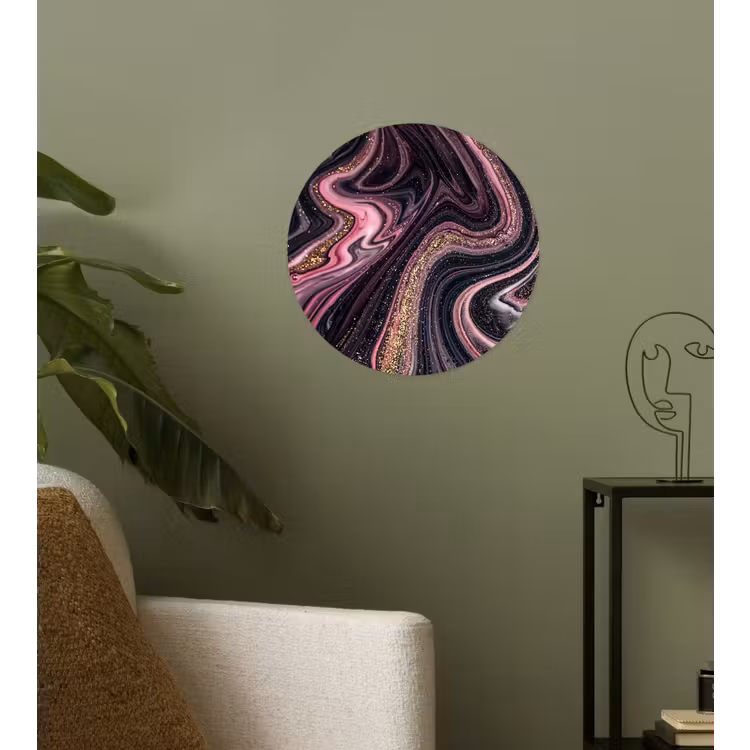 Behangcirkel - Marmerlook - Roze - Paars - Goud - Luxe - Marmer — 3