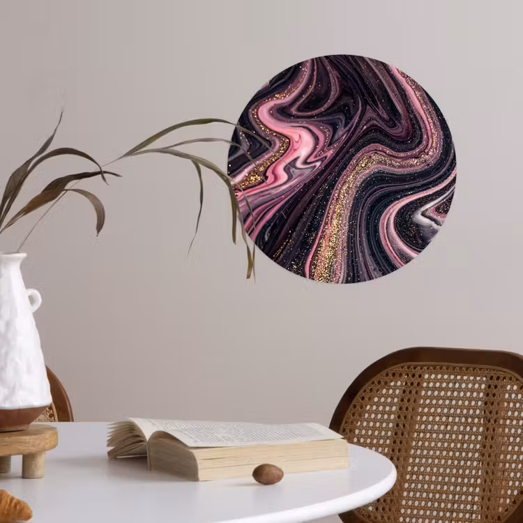 Behangcirkel - Marmerlook - Roze - Paars - Goud - Luxe - Marmer — 4