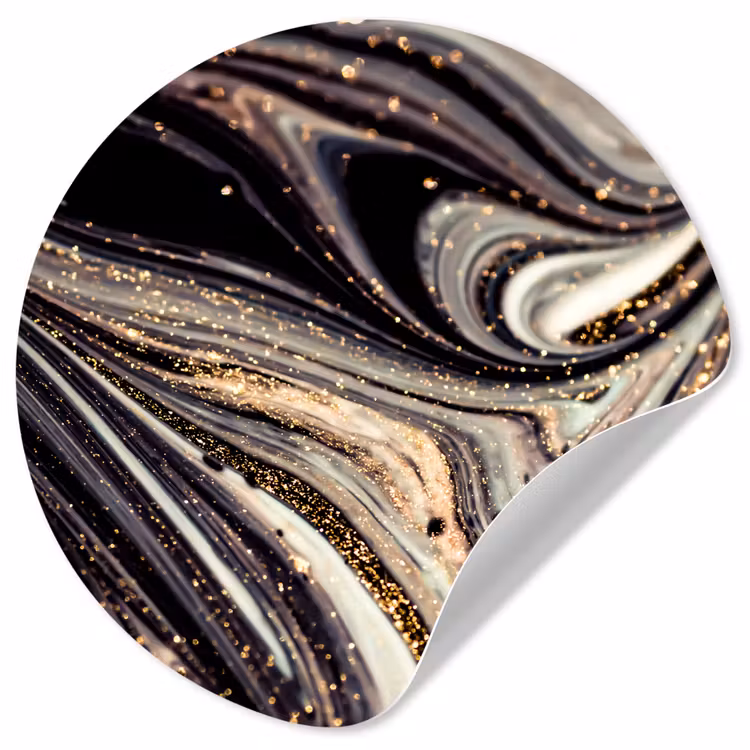 Behangcirkel - Marmerlook - Zwart - Goud - Wit - Glitter - Marmer — 1