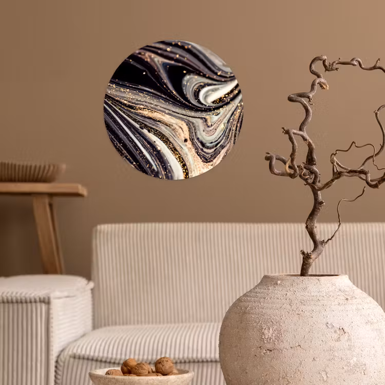Behangcirkel - Marmerlook - Zwart - Goud - Wit - Glitter - Marmer — 2