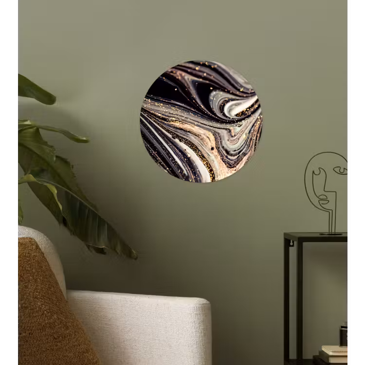 Behangcirkel - Marmerlook - Zwart - Goud - Wit - Glitter - Marmer — 3