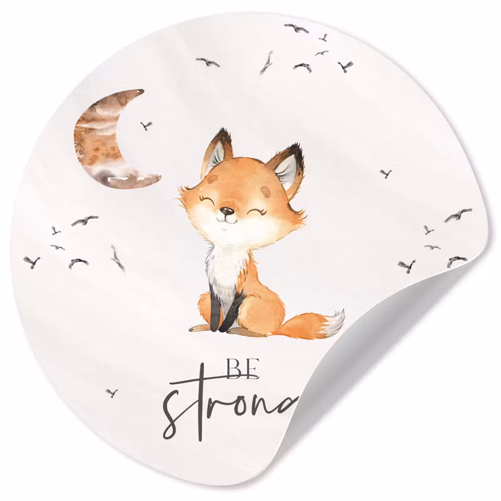 Behangcirkel - Quotes - Waterverf - Be strong - Kinderen - Vos - Dieren — 1