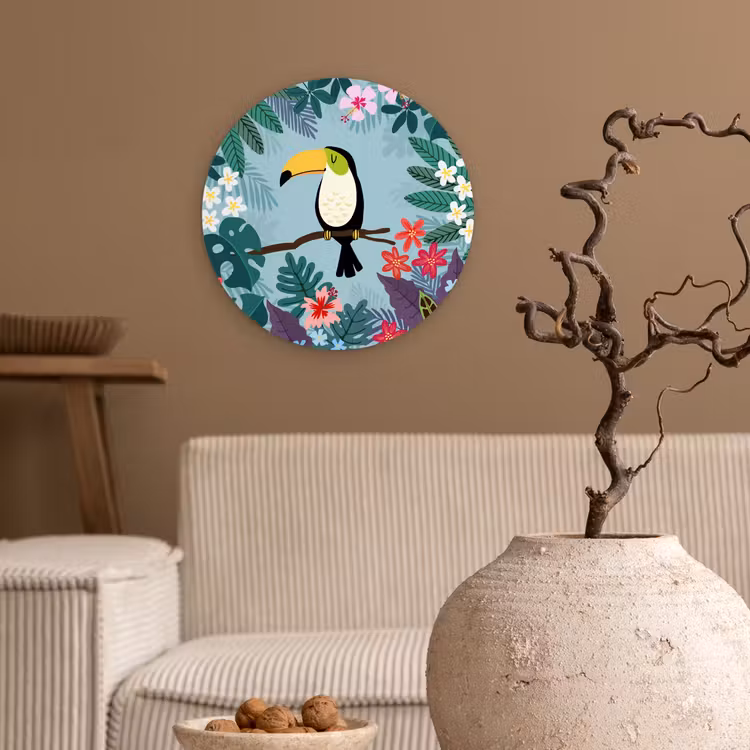 Muurcirkel - Toekan - Planten - Bloemen - Kinderen - Dieren - Kids — 2