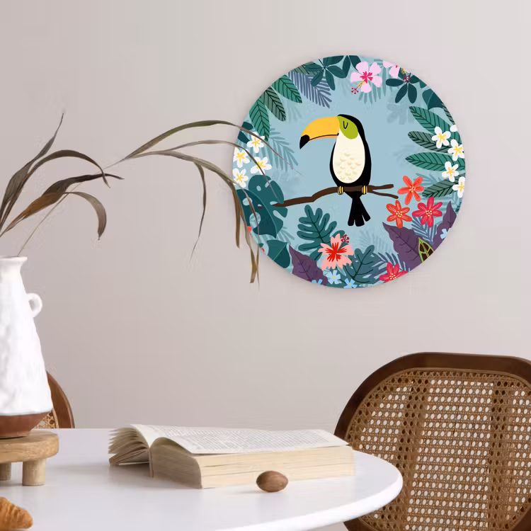 Muurcirkel - Toekan - Planten - Bloemen - Kinderen - Dieren - Kids — 4