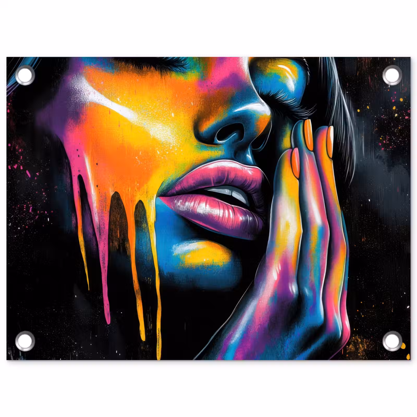 Tuinposter - Vrouw - Gezicht - Verf - Kunstzinnig — 1
