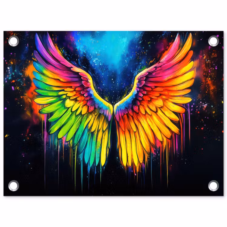 Tuinposter - Regenboogkleuren - Vleugels - Magisch — 1