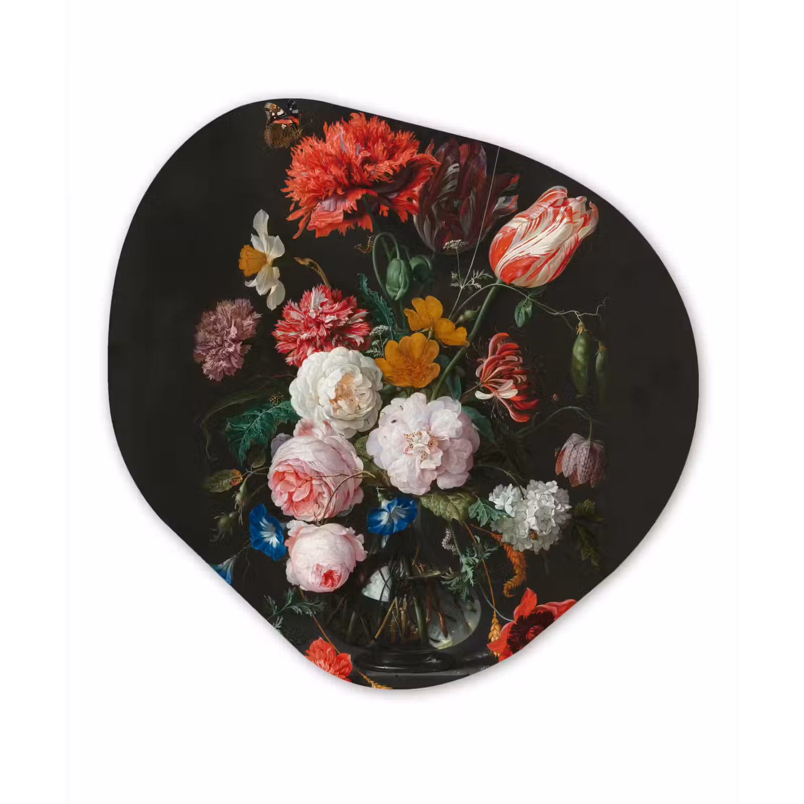 Organisch schilderij - Stilleven met bloemen in een glazen vaas - Schilderij van Jan Davidsz. de Heem — 1