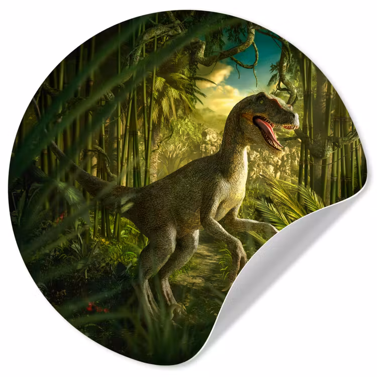 Behangcirkel - Dinosaurus - Planten - Groen - Illustratie - Kinderen - Jongens — 1