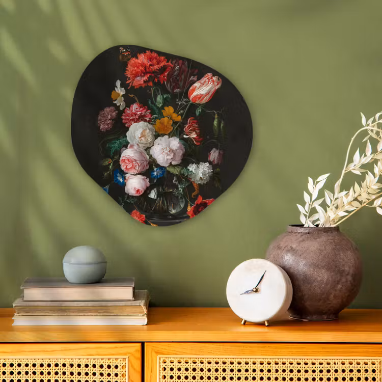 Organisch schilderij - Stilleven met bloemen in een glazen vaas - Schilderij van Jan Davidsz. de Heem — 2
