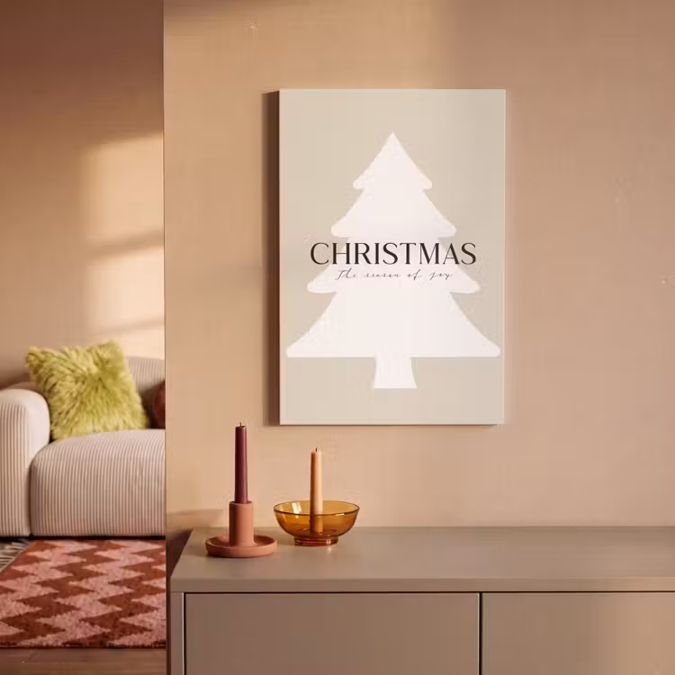 Canvas schilderij - Kerstboom - Japandi - Christmas - Beige — 2