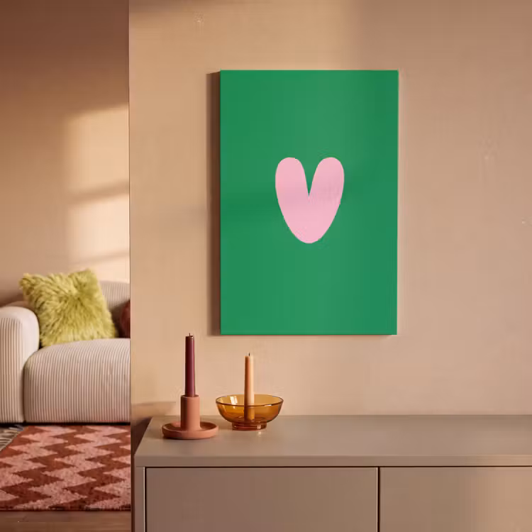 Canvas schilderij - Groen - Hart - Minimalistisch - Valentijn — 2