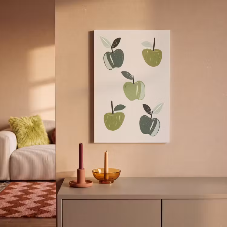 Canvas schilderij - Appels - Groen - Illustratie - Bladeren — 2