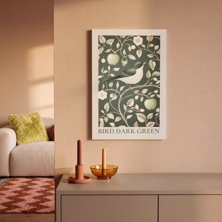 Canvas schilderij - Groen - Vogel - Bloemen — 2