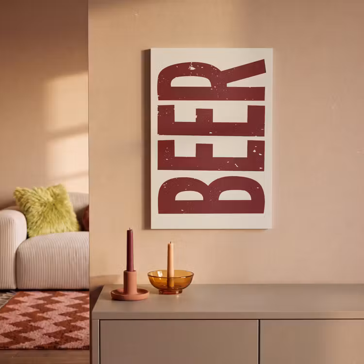 Canvas schilderij - Japandi - Beer - Red - Retro — 2