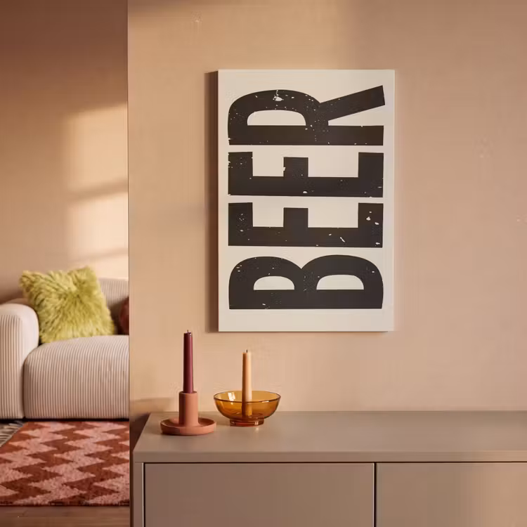 Canvas schilderij - Beer - Vintage - Zwart - Beige — 2