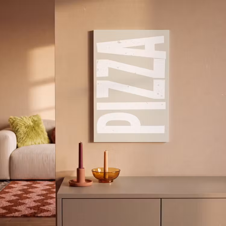Canvas schilderij - Pizza - Decoratie - Japandi - Wit — 2