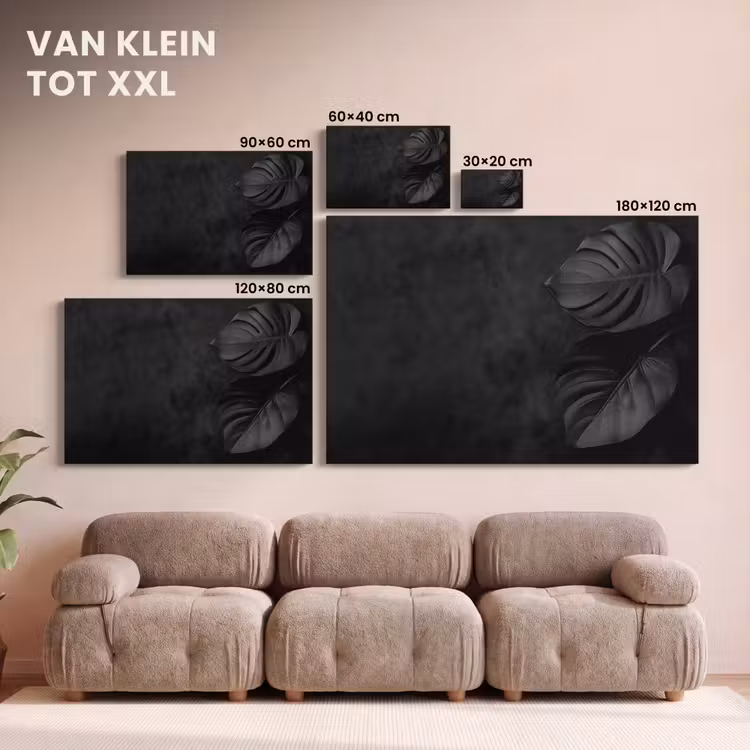 Canvas schilderij - Zwart - Blad - Monstera — 8