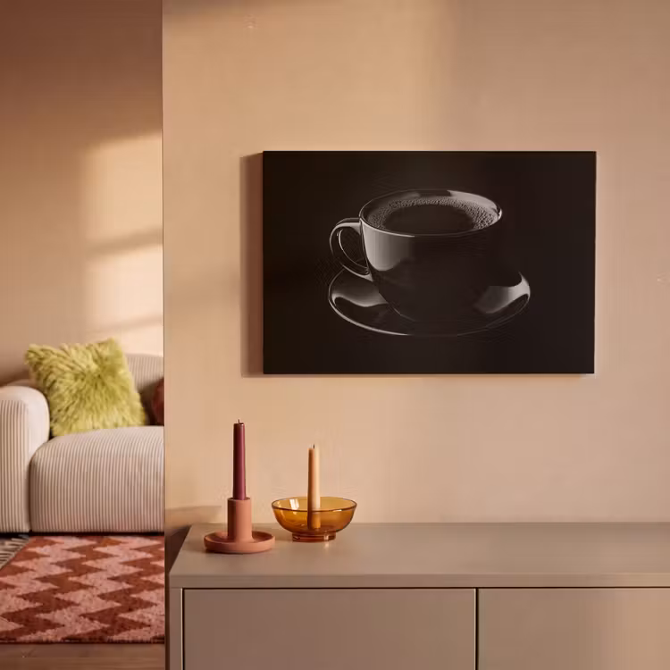 Canvas schilderij - Zwart - Koffie - Kopje — 2