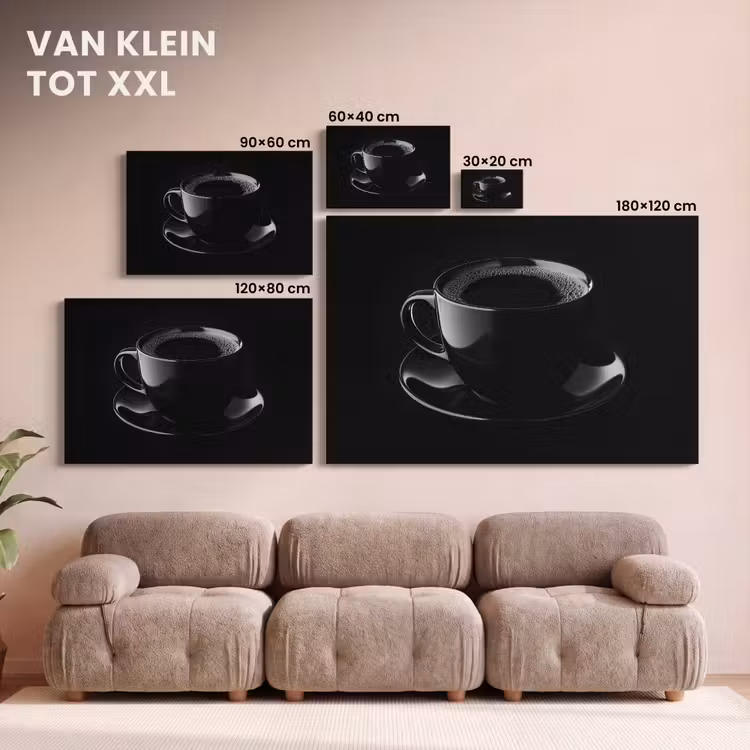 Canvas schilderij - Zwart - Koffie - Kopje — 8