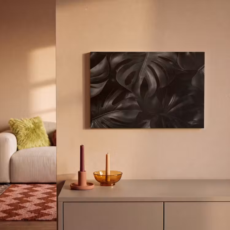Canvas schilderij - Zwart - Monstera - Bladeren — 2