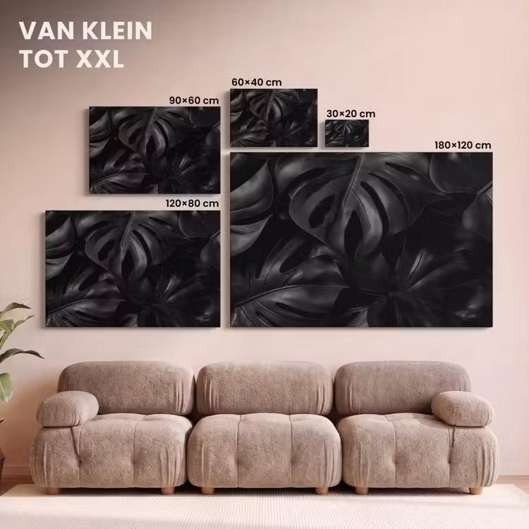 Canvas schilderij - Zwart - Monstera - Bladeren — 8