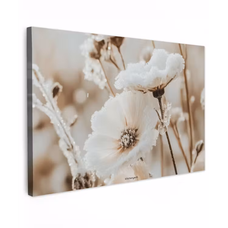 Canvas schilderij - Bloemen - Beige - Winter — 1