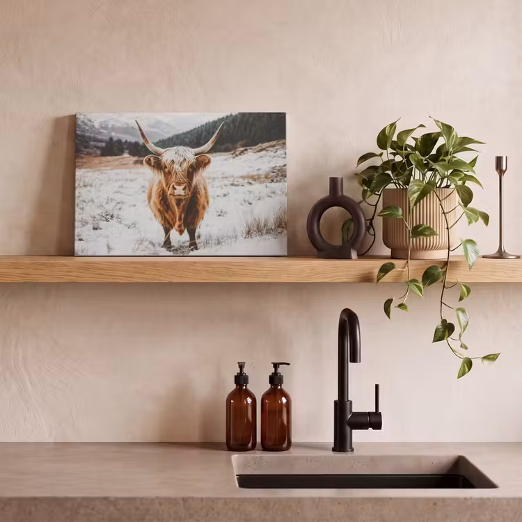 Canvas schilderij - Schotse Hooglander - Sneeuw - Winter - Dieren — 4