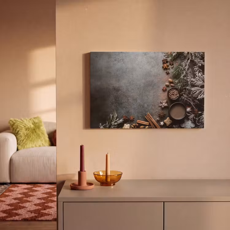 Canvas schilderij - Winter - Kerst - Beton - Dennentak — 2